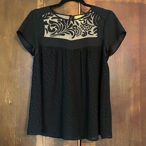 Maeve black blouse with detailed yoke size 6